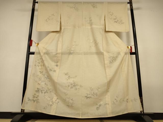 平和屋着物▽訪問着　無双　紗袷　紗×紗　手描き　草花文　正絹　逸品　AABL5177jd