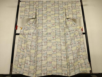 平和屋着物＊夏物　本場小千谷ちぢみ　動物花文　麻　逸品　AABL5179jd
