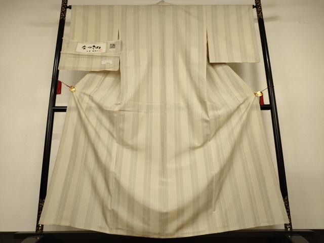 平和屋着物＊夏物　京都老舗銘店・に志田　紗紬　いおはた織　なつきぬ　米澤　縞　証紙付き　正絹　逸品　AABL5183jd