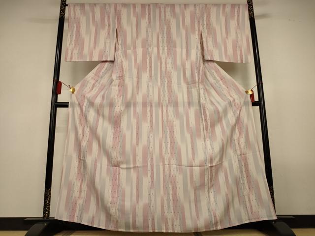 平和屋着物＊夏物　小紋　絽　間道　暈し染め　正絹　逸品　AABL5185jd