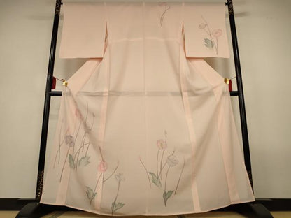 平和屋着物＊夏物　訪問着　絽　ろうけつ染め　草花文　正絹　逸品　AABL5186jd