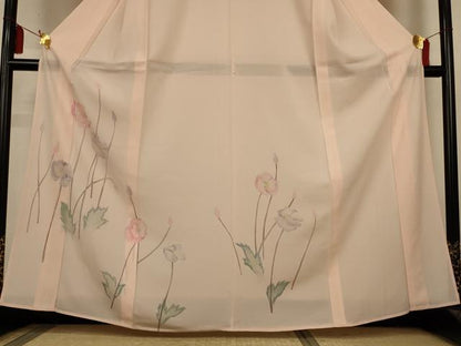 平和屋着物＊夏物　訪問着　絽　ろうけつ染め　草花文　正絹　逸品　AABL5186jd
