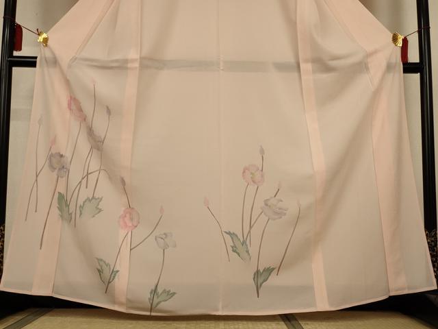 平和屋着物＊夏物　訪問着　絽　ろうけつ染め　草花文　正絹　逸品　AABL5186jd