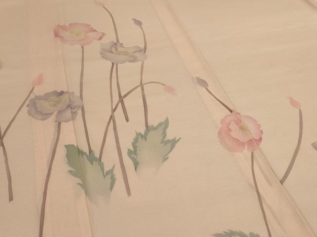 平和屋着物＊夏物　訪問着　絽　ろうけつ染め　草花文　正絹　逸品　AABL5186jd