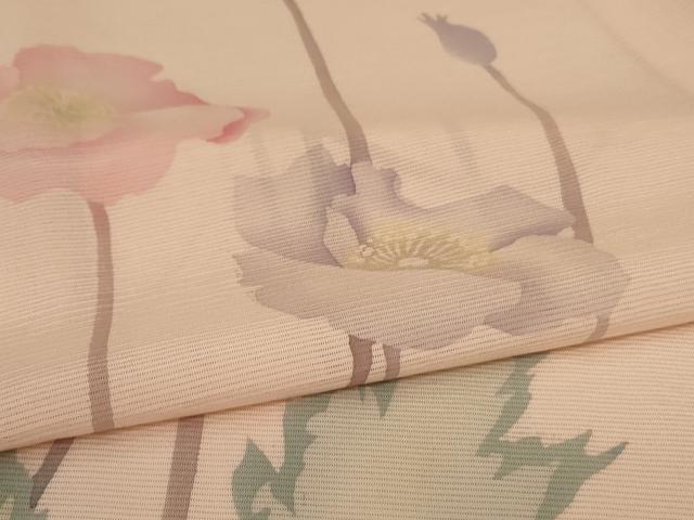 平和屋着物＊夏物　訪問着　絽　ろうけつ染め　草花文　正絹　逸品　AABL5186jd