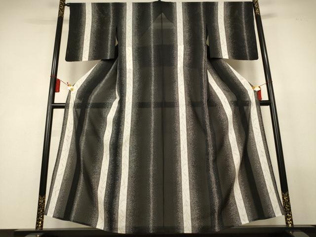平和屋着物＊夏物　小紋　絽　草間道　黒地　正絹　逸品　AABL5188jd