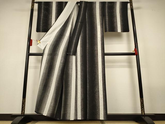 平和屋着物＊夏物　小紋　絽　草間道　黒地　正絹　逸品　AABL5188jd