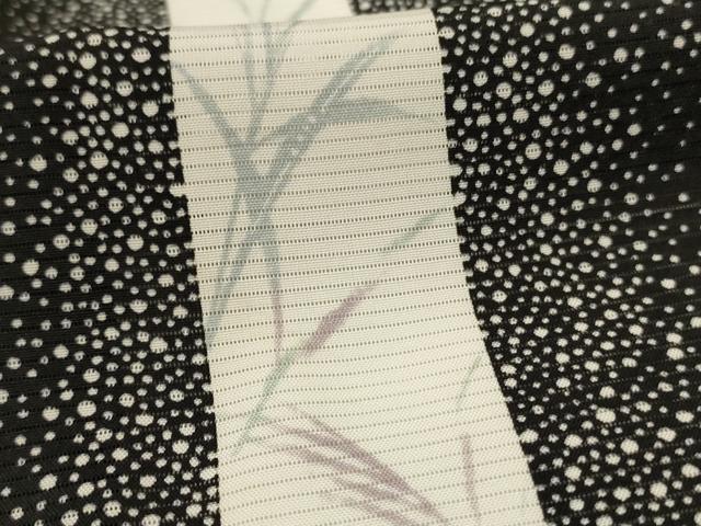 平和屋着物＊夏物　小紋　絽　草間道　黒地　正絹　逸品　AABL5188jd