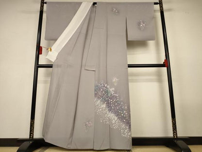 平和屋着物＊夏物　訪問着　絽　手描き　草花文　正絹　逸品　AABL5191jd