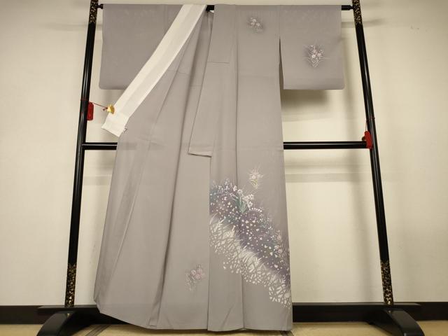 平和屋着物＊夏物　訪問着　絽　手描き　草花文　正絹　逸品　AABL5191jd