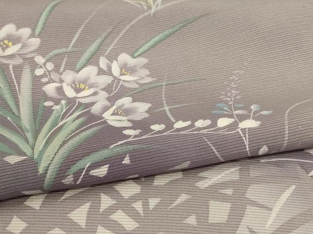 平和屋着物＊夏物　訪問着　絽　手描き　草花文　正絹　逸品　AABL5191jd