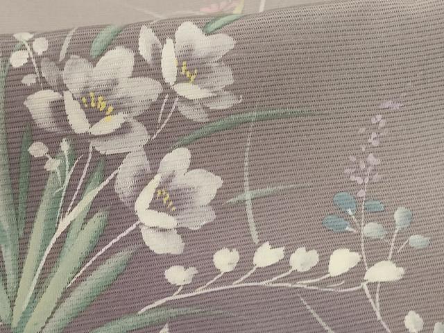 平和屋着物＊夏物　訪問着　絽　手描き　草花文　正絹　逸品　AABL5191jd