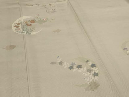 平和屋着物＊夏物　訪問着　絽　草花文　月　金彩　正絹　逸品　AABL5192jd
