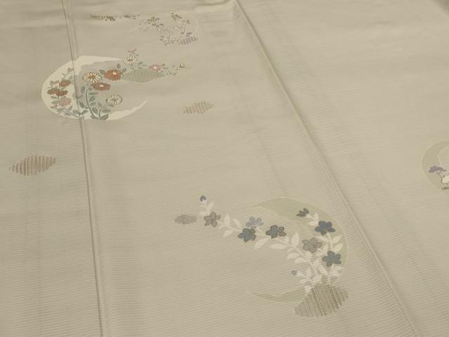 平和屋着物＊夏物　訪問着　絽　草花文　月　金彩　正絹　逸品　AABL5192jd