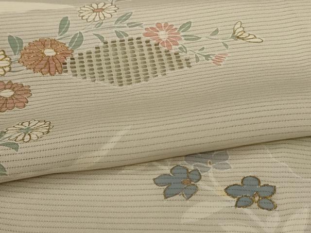 平和屋着物＊夏物　訪問着　絽　草花文　月　金彩　正絹　逸品　AABL5192jd