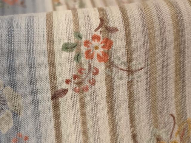 平和屋着物＊夏物　小紋　生紬　縞紋紗　舞花文　正絹　逸品　AABL5196jd