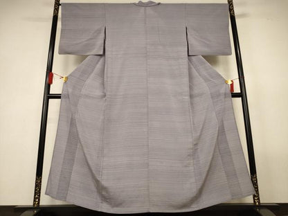 平和屋着物＊夏物　小紋　絽縮緬　横縞　正絹　逸品　AABL5199jd