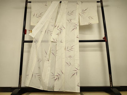 平和屋着物＊夏物　小紋　絽　枝葉文　洗える着物　AABL5209jd