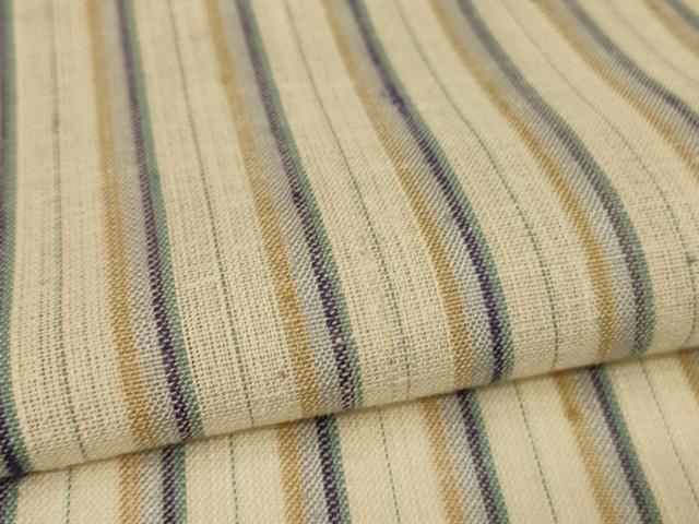 平和屋着物＊夏物　生紬　紗　縞　正絹　逸品　AABL5219jd