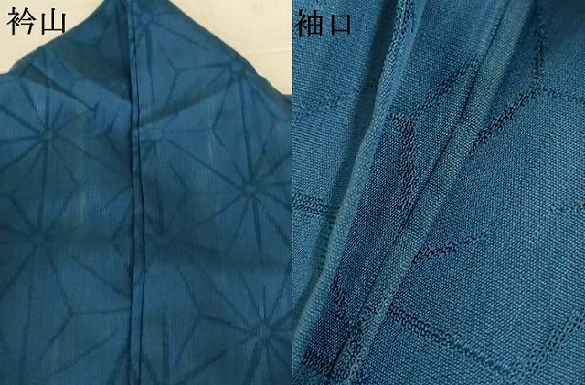 平和屋着物＊夏物　色無地　麻の葉紋紗　舛花色　正絹　逸品　AABL5223jd