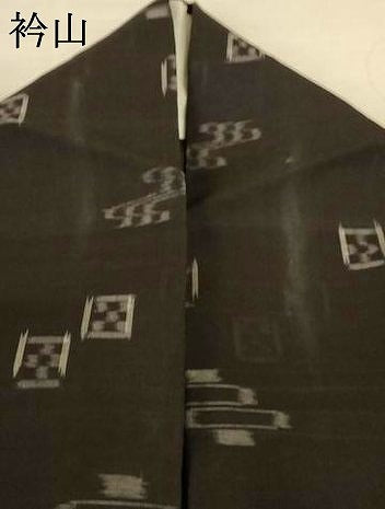 平和屋着物＊夏物　本場琉球絣　夏琉球　黒地　正絹　逸品　AABL5225jd