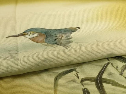 平和屋着物＊夏物　訪問着　絽　手描き　風景文　鳥　暈し染め　正絹　逸品　未使用　AABL5226jd