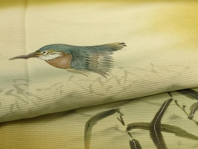 平和屋着物＊夏物　訪問着　絽　手描き　風景文　鳥　暈し染め　正絹　逸品　未使用　AABL5226jd