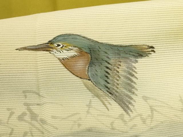 平和屋着物＊夏物　訪問着　絽　手描き　風景文　鳥　暈し染め　正絹　逸品　未使用　AABL5226jd
