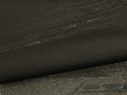 平和屋着物＊夏物　小紋　紗　風景文　黒地　正絹　逸品　AABL5236jd