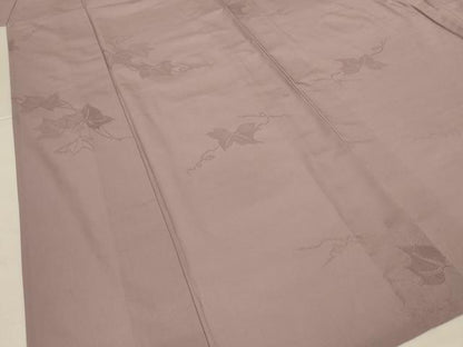 平和屋着物＊夏物　色無地　縦絽　蔦の葉紋紗　鳩羽鼠色　正絹　逸品　AABL5237jd
