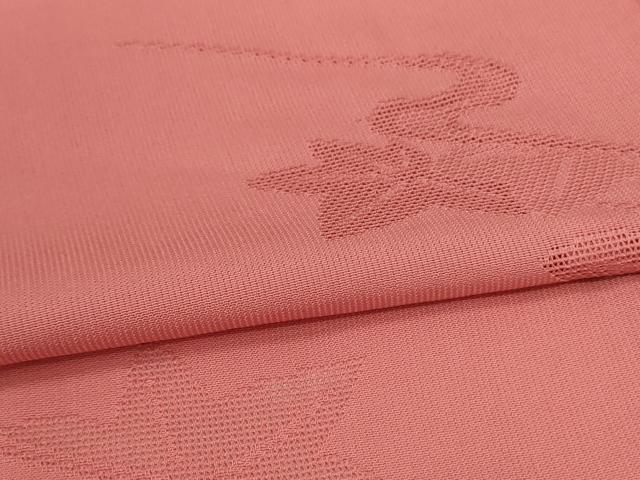 平和屋着物＊夏物　色無地　縦絽　流水楓紋紗　真赭色　正絹　逸品　AABL5239jd