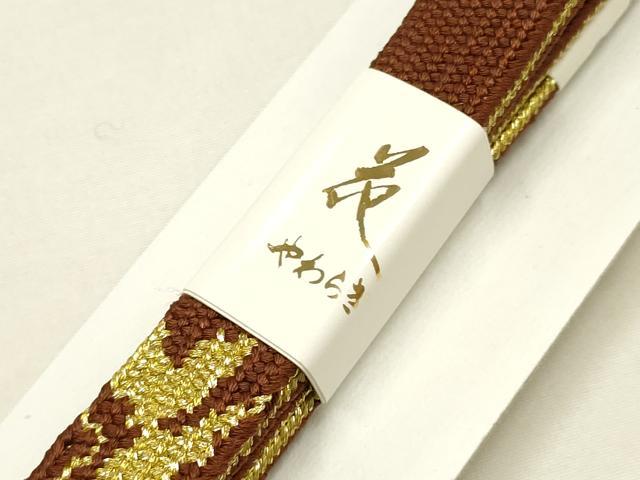 平和屋本店●和装小物　帯締め・帯揚げセット　高麗組　松竹梅芝花文　金糸　銀彩　正絹　逸品　未使用　AABL5250ay