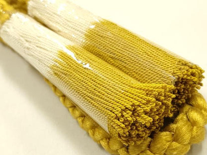 平和屋本店●和装小物　帯締め・帯揚げセット　総絞り　枝花文　金糸　金彩　撚り房　正絹　逸品　未使用　AABL5259ay