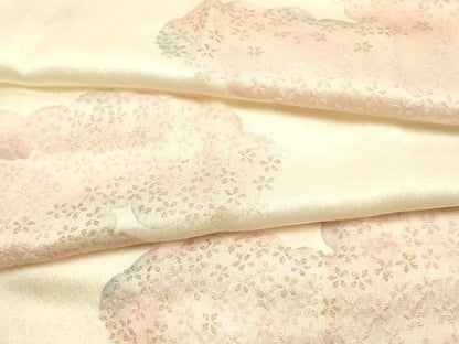 平和屋本店●和装小物　帯締め・帯揚げセット　丸組　雲取り花文　金糸　正絹　逸品　未使用　AABL5262ay
