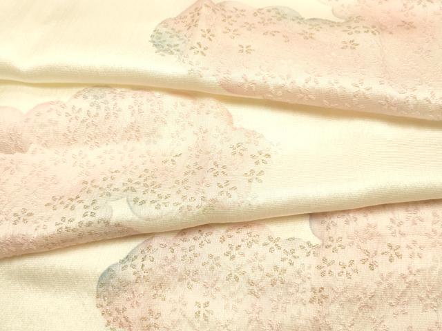 平和屋本店●和装小物　帯締め・帯揚げセット　丸組　雲取り花文　金糸　正絹　逸品　未使用　AABL5262ay