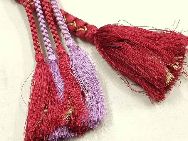 平和屋着物●和装小物　振袖用帯締め　装飾　パール　金糸　正絹　逸品　AABL5272ay