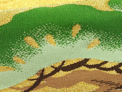 平和屋本店▼和装小物　富久紗　手織　つづれ織　松　金糸　袱紗　亀房付き　箱付き　逸品　AABL5288ay