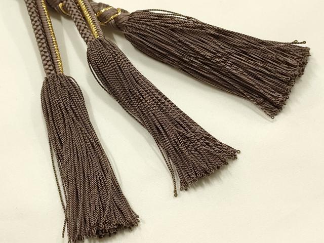 平和屋着物●和装小物　振袖用帯締め　装飾　ラインストーン　ビーズ　金糸　撚り房　正絹　逸品　AABL5294ay