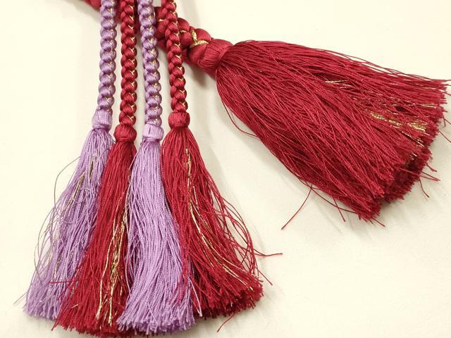 平和屋着物●和装小物　振袖用帯締め　装飾　パール　金糸　正絹　逸品　AABL5296ay