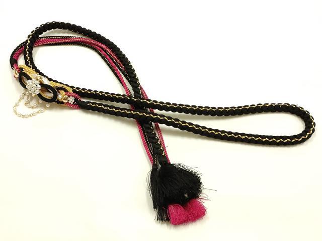 平和屋着物●和装小物　振袖用帯締め　装飾　パール　金糸　正絹　逸品　AABL5299ay