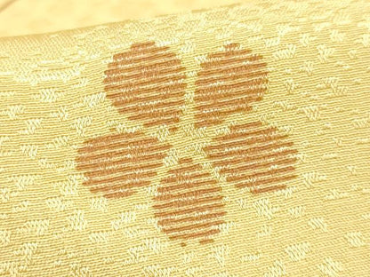 平和屋本店●無形文化財　五嶋紐謹製　和装小物　帯揚げ　道長花文　正絹　逸品　未使用　AABL5303ay