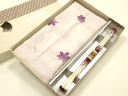 平和屋着物●和装小物　帯締め・帯揚げセット　平組　絞り　舞葉文　正絹　逸品　未使用　AABL5309ay