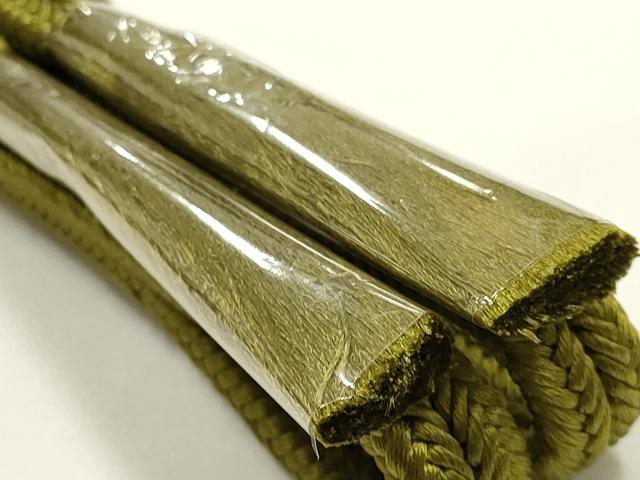 平和屋着物●和装小物　帯締め・帯揚げセット　ゆるぎ　冠組　菜種油色　正絹　逸品　未使用　AABL5310ay
