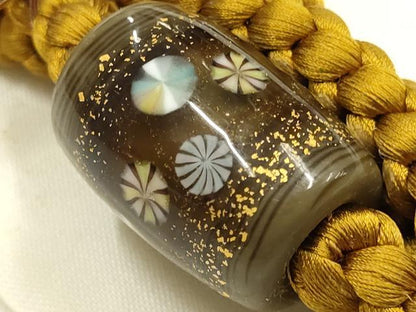 平和屋着物●和装小物　上質な帯締め　翠嵐工房　文治　丸組　帯留め付き　蜻蛉玉　正絹　共箱付き　逸品　未使用　AABL5315ay