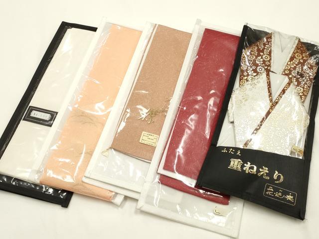 平和屋着物▼和装小物　重ね衿・伊達衿　まとめて5点　金銀糸　金銀彩　暈し染め　リバーシブル　正絹あり　逸品　未使用品有　AABL5331ay