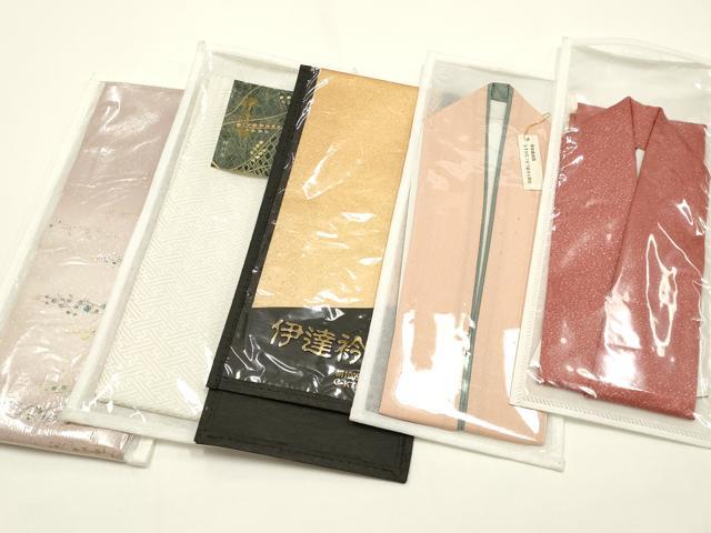 平和屋着物▼和装小物　重ね衿・伊達衿　まとめて5点　草木染　金糸　金彩　暈し染め　丹後ちりめん　逸品　未使用品あり　AABL5333ay