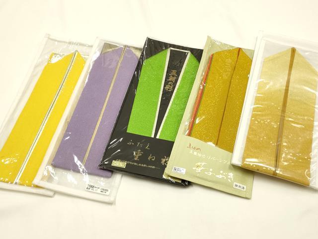 平和屋着物▼和装小物　重ね衿・伊達衿　まとめて5点　金糸　金銀彩　暈し染め　リバーシブル　正絹あり　逸品　未使用品あり　AABL5336ay