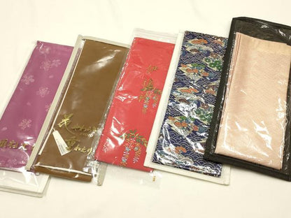 平和屋着物▼和装小物　重ね衿・伊達衿　まとめて5点　刺繍　色無地　松竹梅　金銀糸　金銀彩　正絹あり　逸品　未使用品あり　AABL5337ay