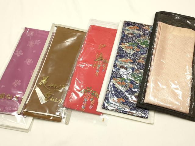 平和屋着物▼和装小物　重ね衿・伊達衿　まとめて5点　刺繍　色無地　松竹梅　金銀糸　金銀彩　正絹あり　逸品　未使用品あり　AABL5337ay