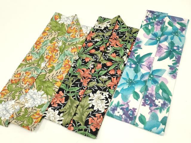 平和屋着物▼和装小物　伊達衿　まとめて3点　花柄　重ね衿ピン付属　逸品　AABL5347ay
